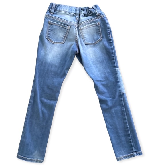 Boyfriend Skinny Jeans Mixed Denim Patchwork Distressed Old Navy Adjustable Sz 6 - Picture 2 of 7